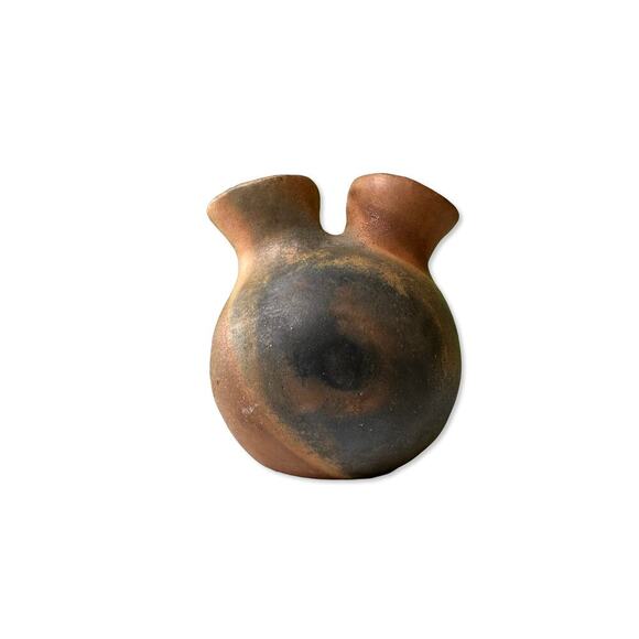 Native American Navajo Fired Clay Handmade Wedding Vase Signed "GR" - Picture 2 of 11